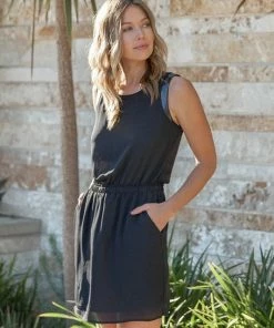 LOVESTITCH Black Round Neckline Tank Mini Dress