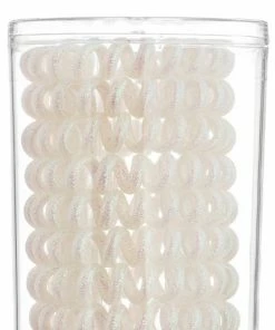 Girly Spiral Hair Ties Pearl Glitter