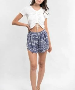 LOVESTITCH Boho Diamond Geometric Smocked Waist Short