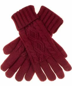 C.C. Cable Knit Folded Cuff Gloves With Lining