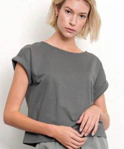 Fabina RESORT APPAREL BRUSHED ORGANIC HEMP Loose Fit Crop Top