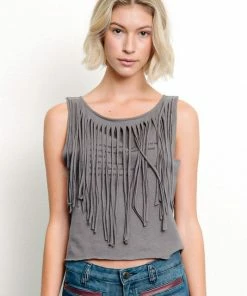 Fabina PRE WASHED Recycled Cotton Fringe Graphic T