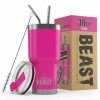 Green Steel 30 Oz Hot Pink Reusable Stainless Steel Double Insulated Tumbler