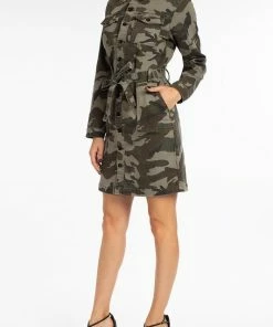 KanCan Skirts & Dresses Camo Cargo Shirt Dress