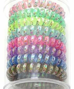 Girly Spiral Hair Ties - Speckled Pastel