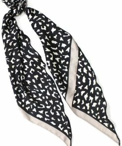Girly Black Leopard Print Scrunchie With Silk Scarf HAIR