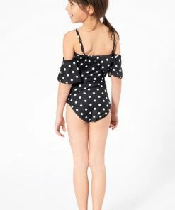 Maria West Swimwear Girls Polka-Dotted Ruffle One Piece KIDS