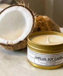 Unplug Soy Candles Gold Tin Candle - Coconut Milk Home & Beauty