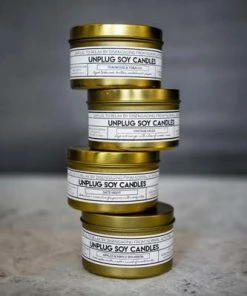 Unplug Soy Candles Gold Tin Candle - Cranberry Chutney Home & Beauty