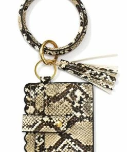 The Market Place KEY RINGS Key Chain Bangle Bracelet With ID Card Holder And Tassel