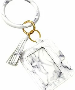The Market Place KEY RINGS Key Chain Bangle Bracelet With ID Card Holder And Tassel