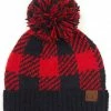 C.C. HATS CC Buffalo Check Jacquard Kit Hat With Knit Pom