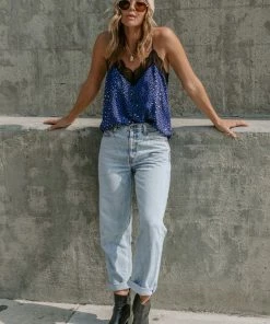 LOVESTITCH Animal Print Lace Trim Cami RESORT APPAREL