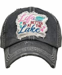 KBETHOS RESORT APPAREL Distressed "Life Is A Better At Lake" Baseball Cap