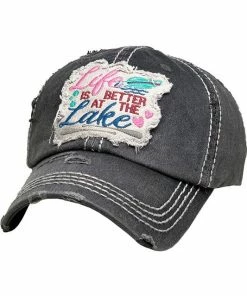 KBETHOS RESORT APPAREL Distressed "Life Is A Better At Lake" Baseball Cap