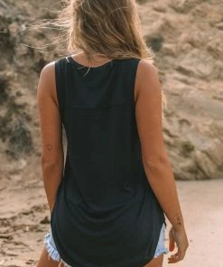 LOVESTITCH Essential V Neck Shoulder Cut Out Tank Top