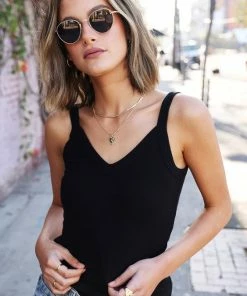 LOVESTITCH RESORT APPAREL Bamboo Micro Rib Chunky Strap Tank Top