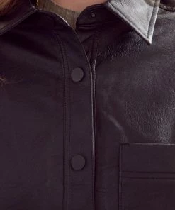 KanCan Phoebe Oversized Faux Leather Shirt Jacket