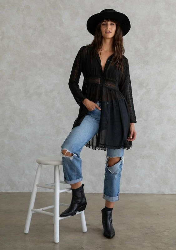 LOVESTITCH Bohemian Lace Detail Long Sleeve Collared Dress 2 LOVESTITCH Bohemian Lace Detail Long Sleeve Collared Dress