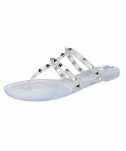 Forever SHOES Open Toe Studded Jelly Slides