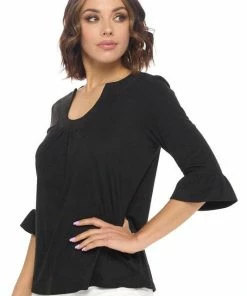 Aryeh Faux Suede Ruffle Sleeve Top