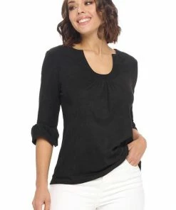 Aryeh Faux Suede Ruffle Sleeve Top
