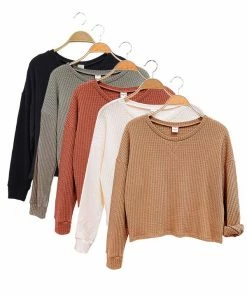 Studio Ko Waffle Crop Sweater - Black RESORT APPAREL