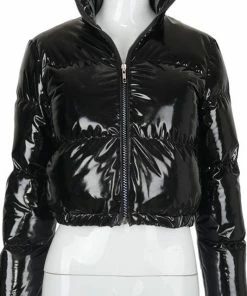 The Market Place HOLIDAY APPAREL Shiny Puffer Crop Jacket