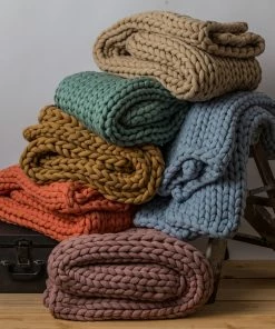 Donna Sharp HOLIDAY APPAREL Chunky Knit Throw Blanket - Blue