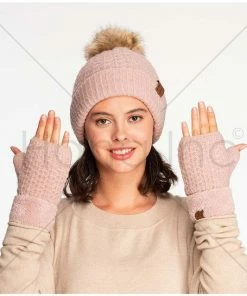 C.C. C.C Smocking Stitch Pattern Fingerless Gloves