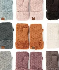 C.C. C.C Smocking Stitch Pattern Fingerless Gloves