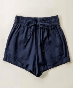 Love Tree Mid-Rise Linen Tie Shorts