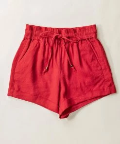Love Tree LAKE LIFE Mid-Rise Linen Tie Shorts