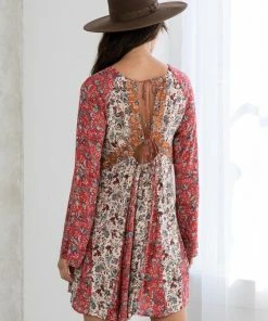 LOVESTITCH Vintage Bohemian Floral Bell Sleeve Mini Dress