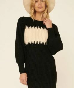 Promesa USA HOLIDAY APPAREL Ribbed Knit Colorblock Sweater Mini Dress