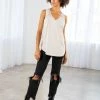 LOVESTITCH RESORT APPAREL Essential V Neck Shoulder Cut Out Tank Top