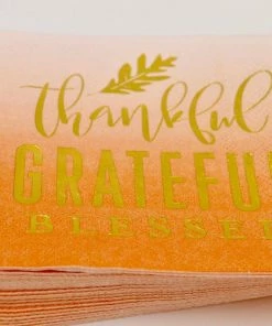 Soiree-sisters Fall Cocktail Napkins 20 Count | Thankful Grateful Gold Foil
