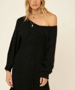 Promesa USA Fuzzy Knit Loose Sweater Mini Dress