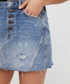 Free People Denim A-Line Skirt