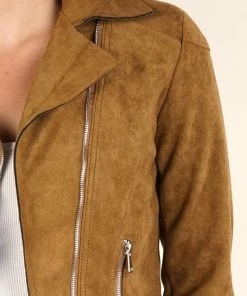 LOVESTITCH RESORT APPAREL Vegan Suede Moto Jacket