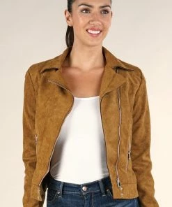 LOVESTITCH RESORT APPAREL Vegan Suede Moto Jacket