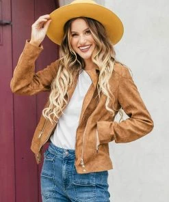 LOVESTITCH RESORT APPAREL Vegan Suede Moto Jacket
