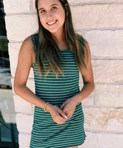 Boxercraft Striped Shirt Dress - Hunter Green GAME DAY