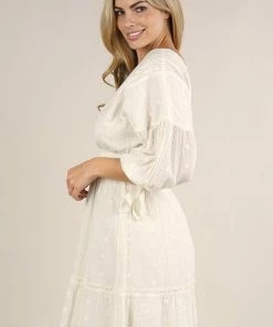 LOVESTITCH Skirts & Dresses White Bohemian Floral Embroidered Mini Dress