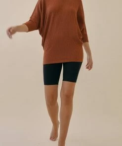 Studio Ko Waffle Sweater Side Drape Dolman Tunic