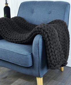 Donna Sharp HOLIDAY APPAREL Chunky Knit Throw Blanket - Charcoal