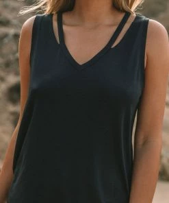 LOVESTITCH Essential V Neck Shoulder Cut Out Tank Top