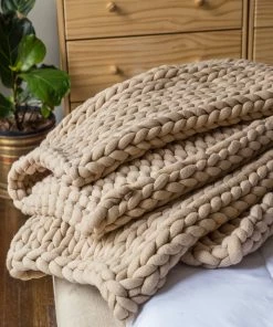 Donna Sharp Chunky Knit Throw Blanket - Taupe Home & Beauty