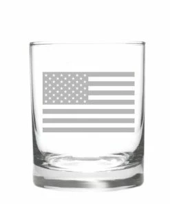 The Market Place Kitchen & Bar Ware Etched Stemless Cocktail Glass - FLAG