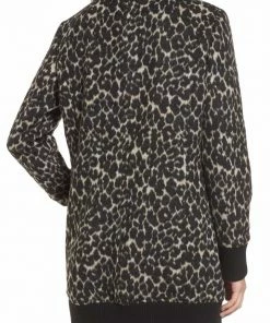 Sam Edelman Leopard Print Long Line Bomber Jacket